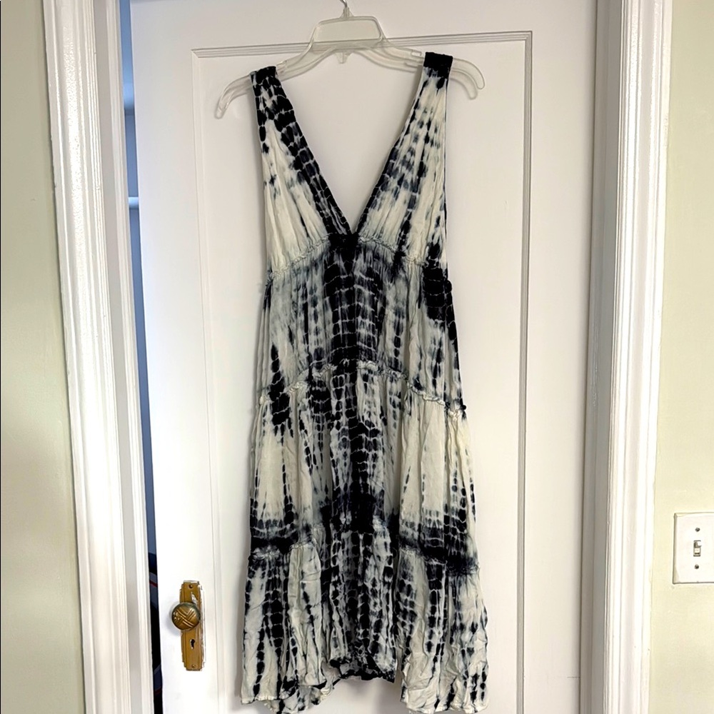 Black and White Tie-Dye Cover Up Dress